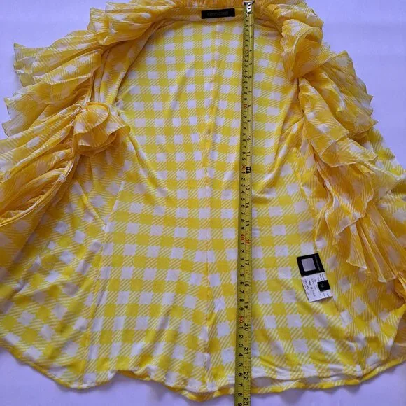 Roberto Cavalli Yellow Ruffle Sheer Silk Blouse Size 38 / XS - Picture 13 of 16